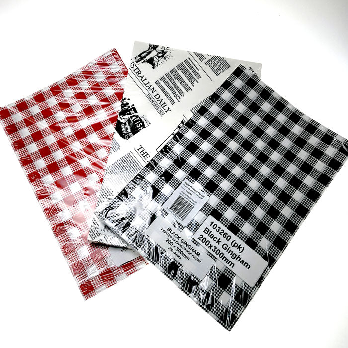 Black Gingham Printed Grease Proof Paper