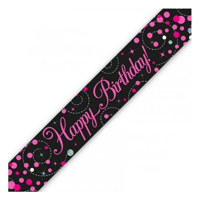Happy Birthday banner | Pink & Black