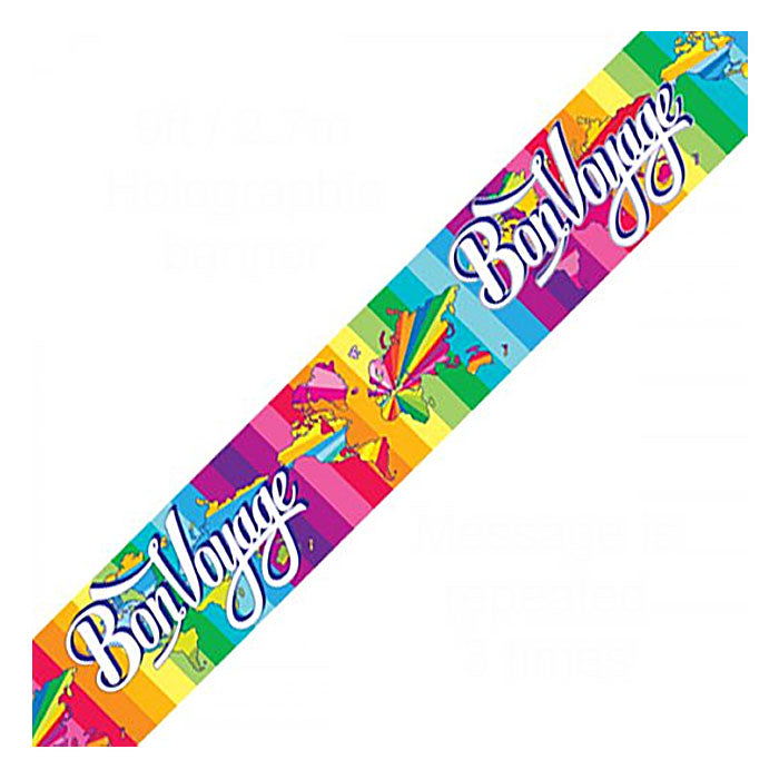 Holographic Bon Voyage banner | Colourful