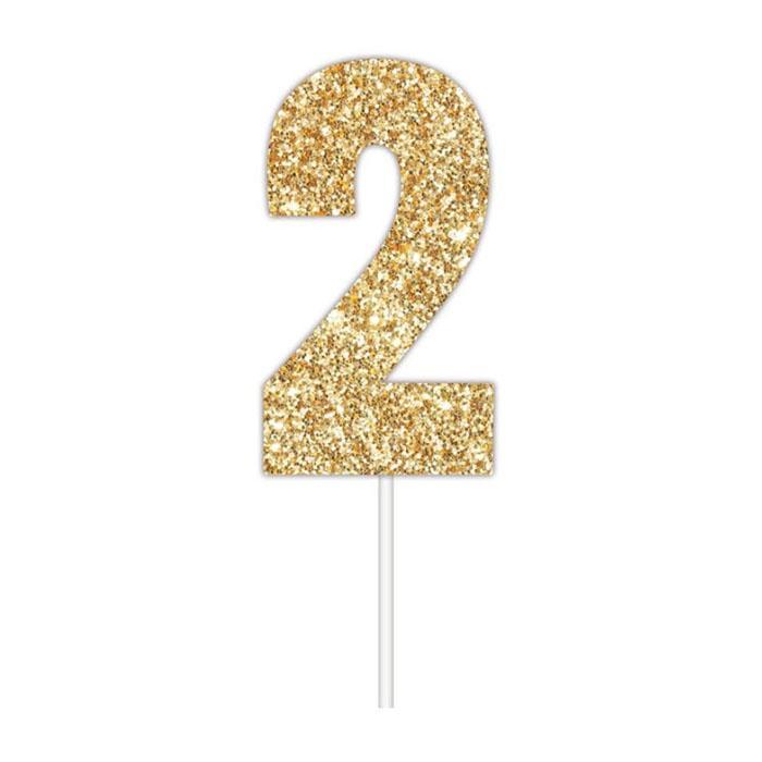 Glitter Numbers | Paper Cake Toppers | Gold 2 | Artwrap | The French Kitchen Castle Hill