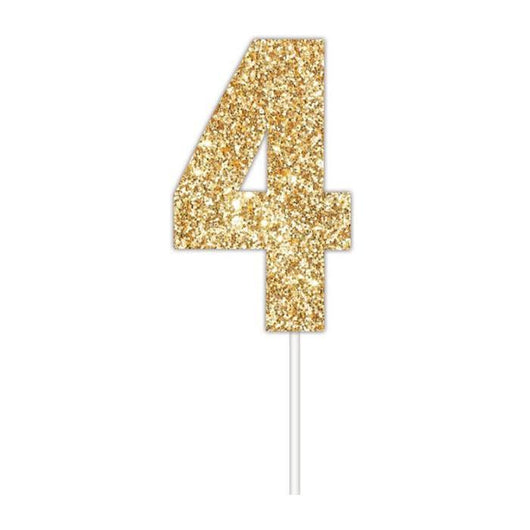 Glitter Numbers | Paper Cake Toppers | Gold 4 | Artwrap | The French Kitchen Castle Hill