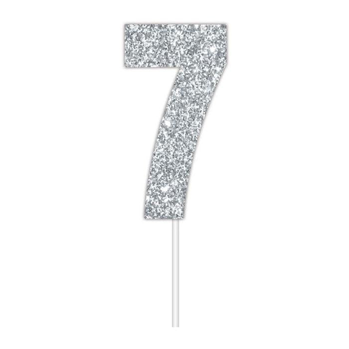 Glitter Numbers | Paper Cake Toppers | Silver 7 | Artwrap | The French Kitchen Castle Hill