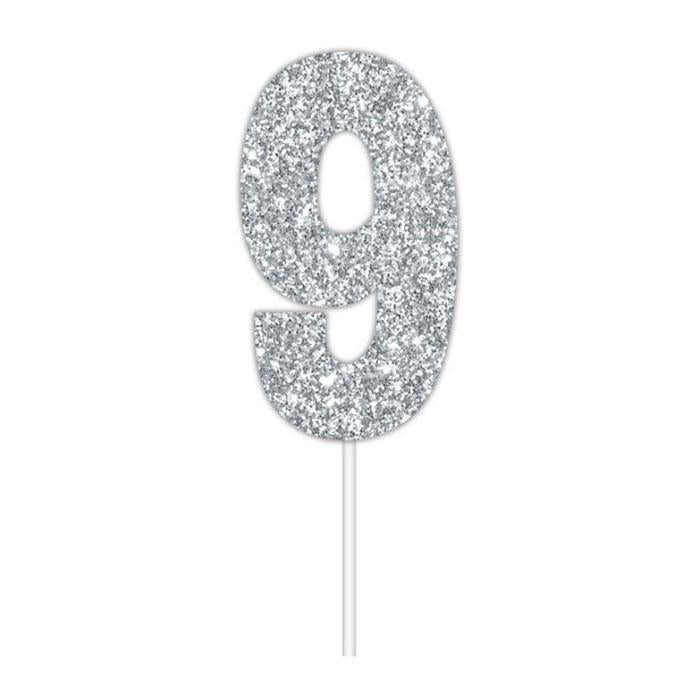 Glitter Numbers | Paper Cake Toppers | Silver 8 | Artwrap | The French Kitchen Castle Hill