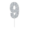 Silver Glitter Numbers | Paper Cake Toppers | 0-9