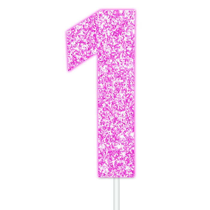 Pink Glitter Numbers | Paper Cake Toppers | 0-9