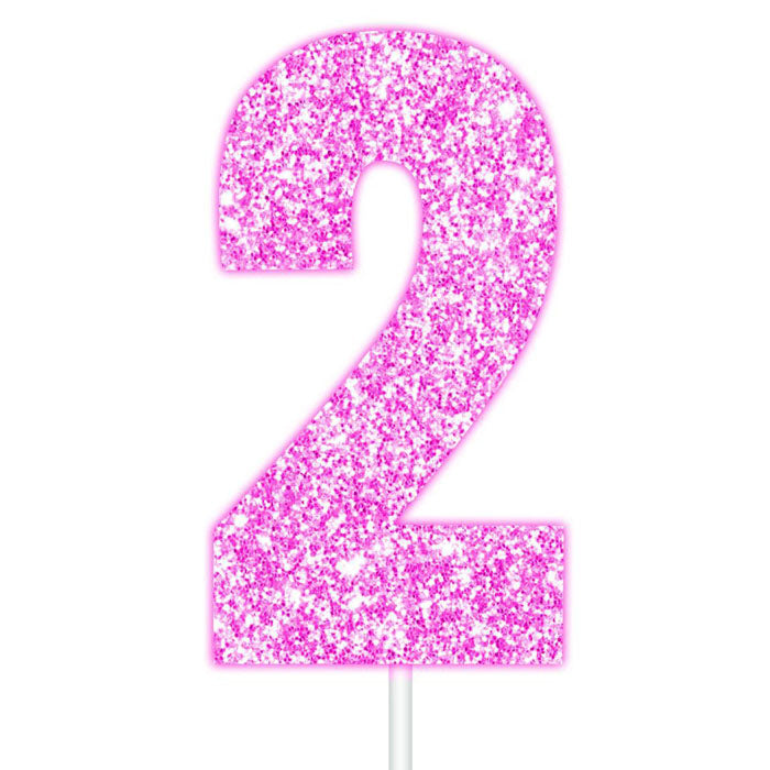 Pink Glitter Numbers | Paper Cake Toppers | 0-9