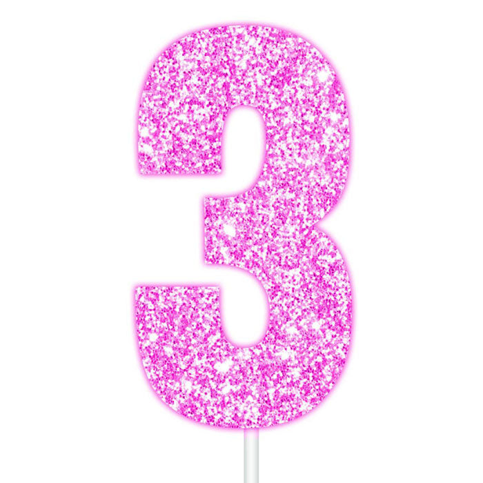 Pink Glitter Numbers | Paper Cake Toppers | 0-9