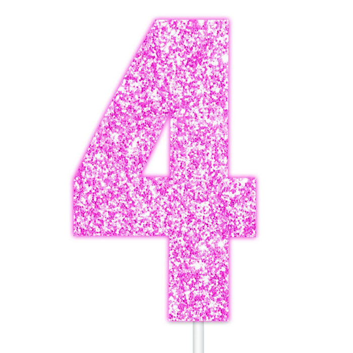 Pink Glitter Numbers | Paper Cake Toppers | 0-9