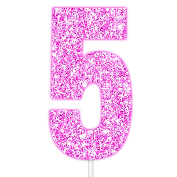 Pink Glitter Numbers | Paper Cake Toppers | 0-9