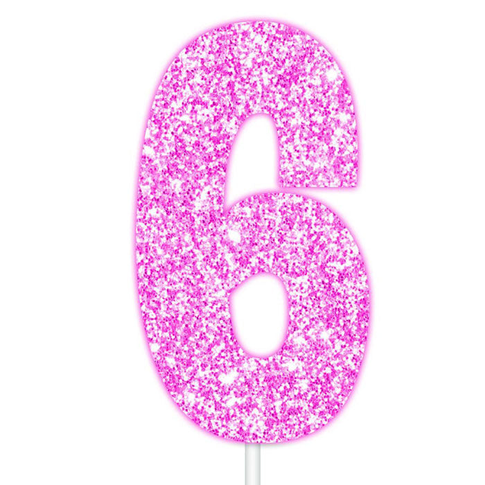 Pink Glitter Numbers | Paper Cake Toppers | 0-9