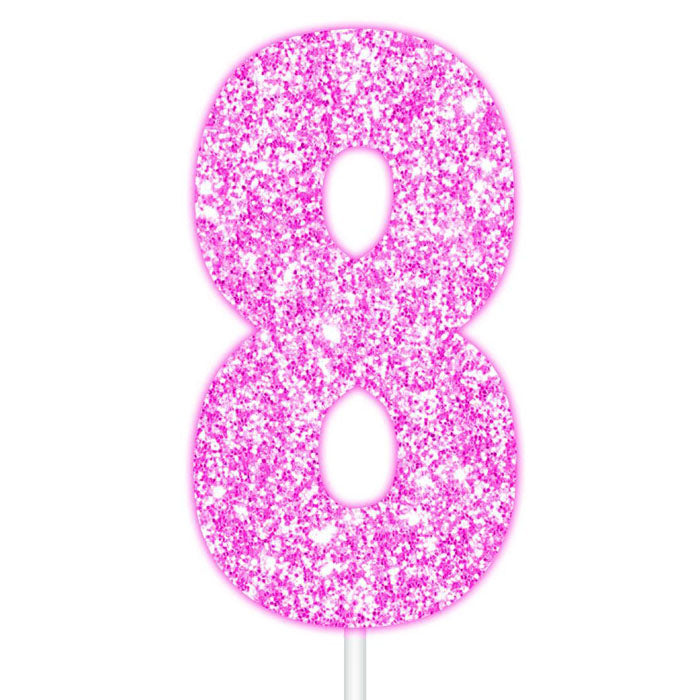 Pink Glitter Numbers | Paper Cake Toppers | 0-9