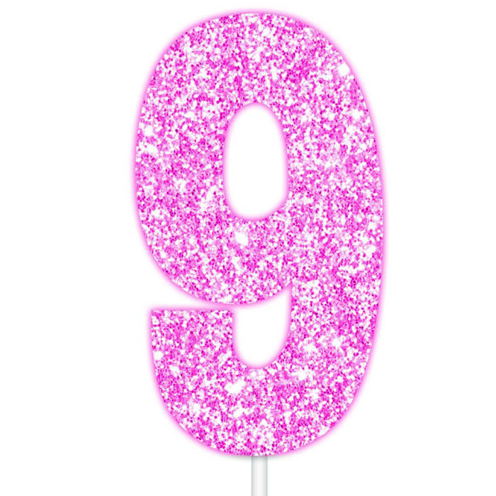 Pink Glitter Numbers | Paper Cake Toppers | 0-9