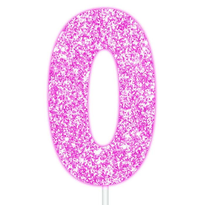 Pink Glitter Numbers | Paper Cake Toppers | 0-9