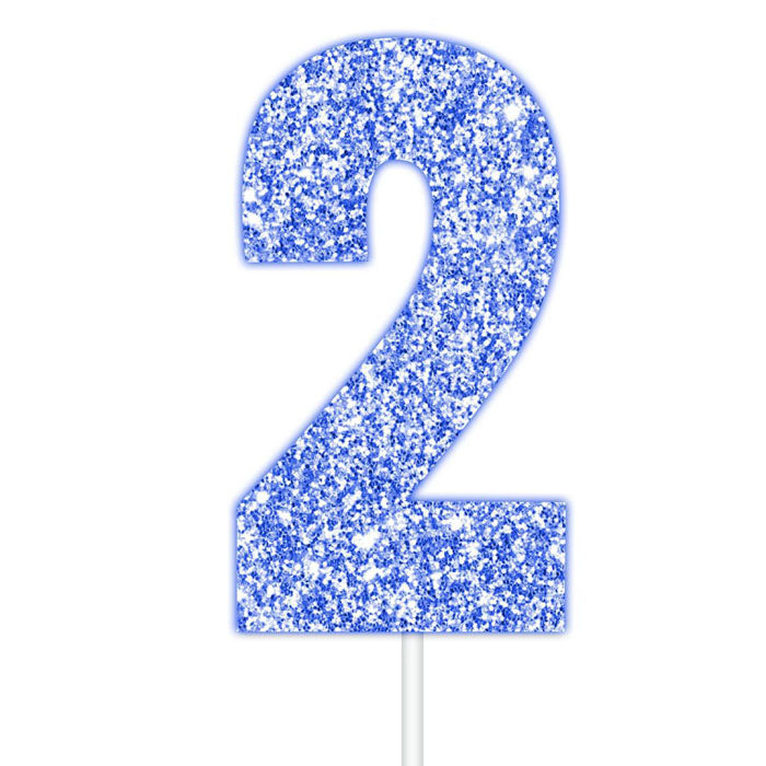 Blue Glitter Numbers | Paper Cake Toppers | 0-9