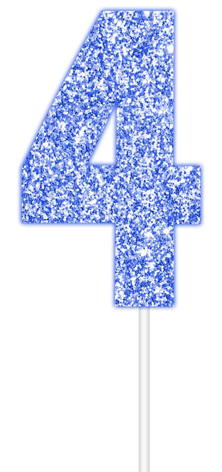 Blue Glitter Numbers | Paper Cake Toppers | 0-9