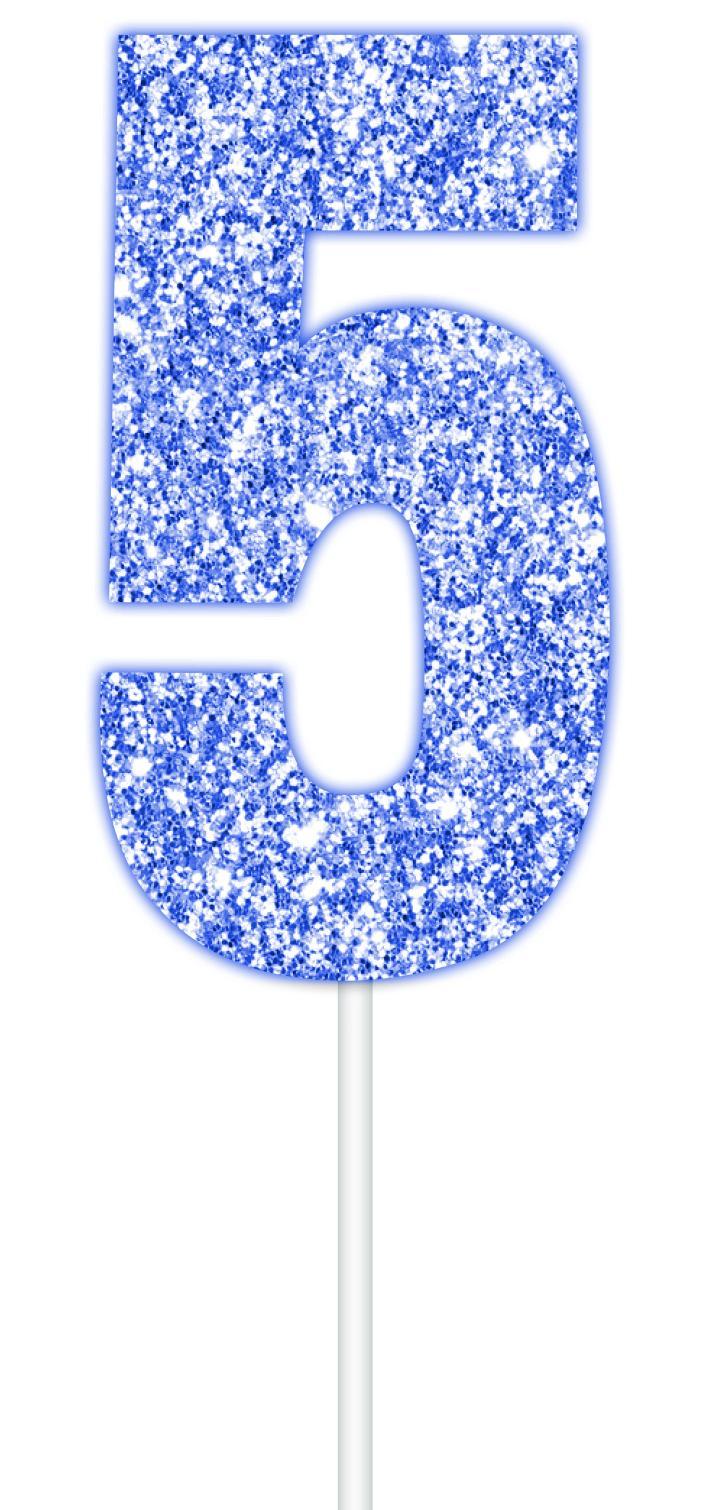 Blue Glitter Numbers | Paper Cake Toppers | 0-9