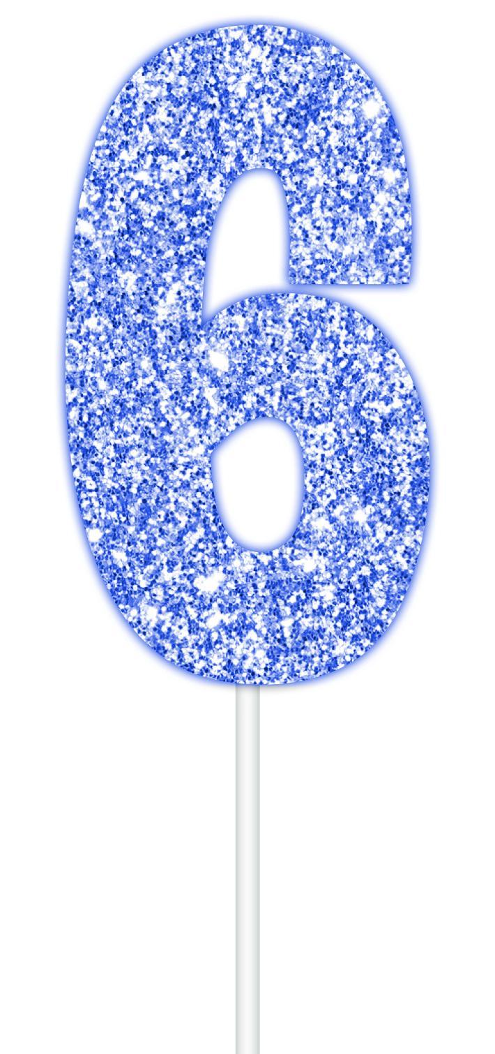 Blue Glitter Numbers | Paper Cake Toppers | 0-9