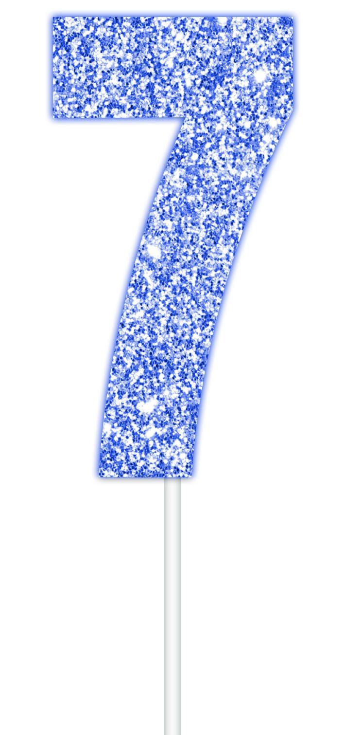 Blue Glitter Numbers | Paper Cake Toppers | 0-9