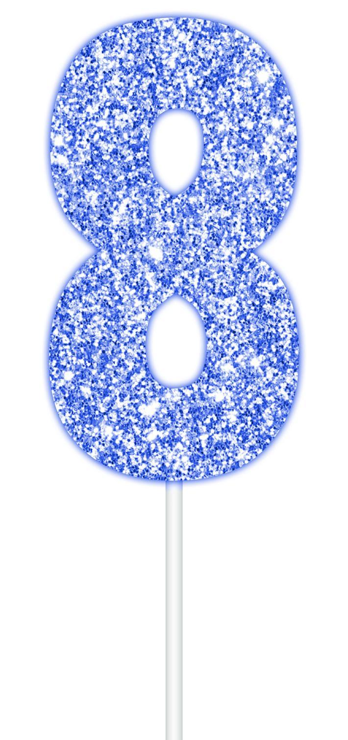 Blue Glitter Numbers | Paper Cake Toppers | 0-9