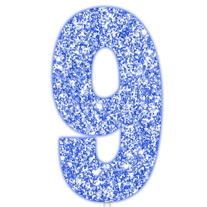 Blue Glitter Numbers | Paper Cake Toppers | 0-9