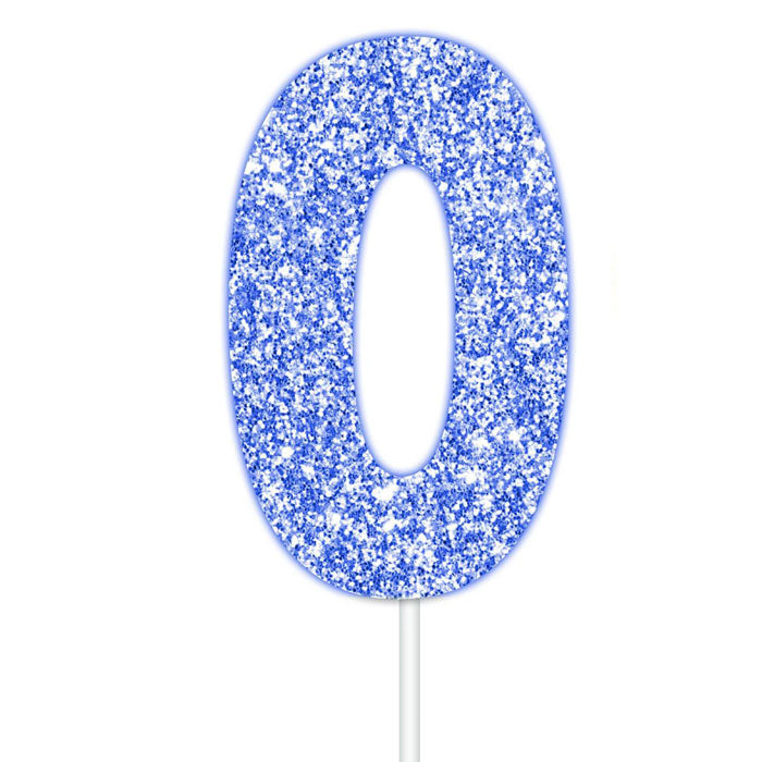 Blue Glitter Numbers | Paper Cake Toppers | 0-9
