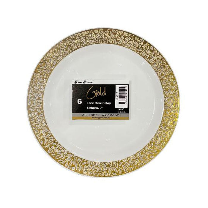 Gold Reusable Plates 180mm | 7" Round