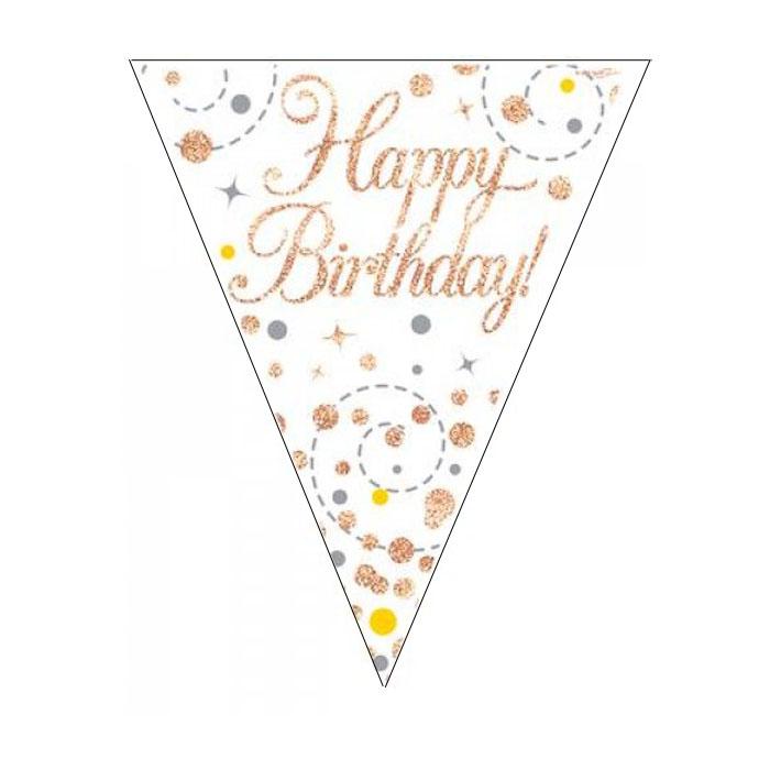 Holographic Party Bunting | Rose Gold & White
