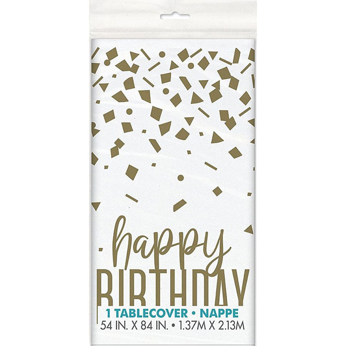 Confetti Gold Birthday Table cover | White & Gold