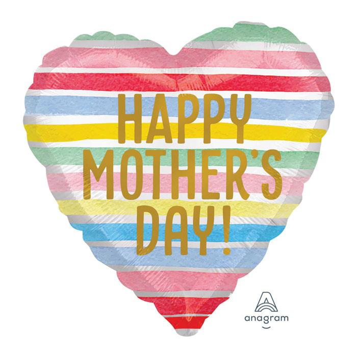 Happy Mother's Day Striped Heart | Foil Balloon