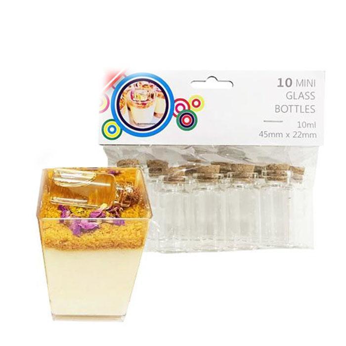 Mini Glass Cork Bottles | 10 Pack