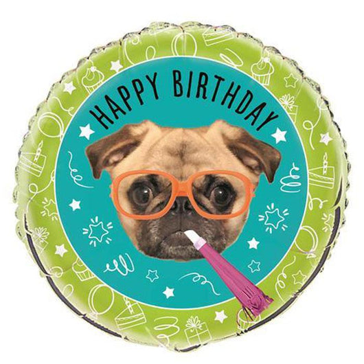 Pug Birthday Foil Balloon