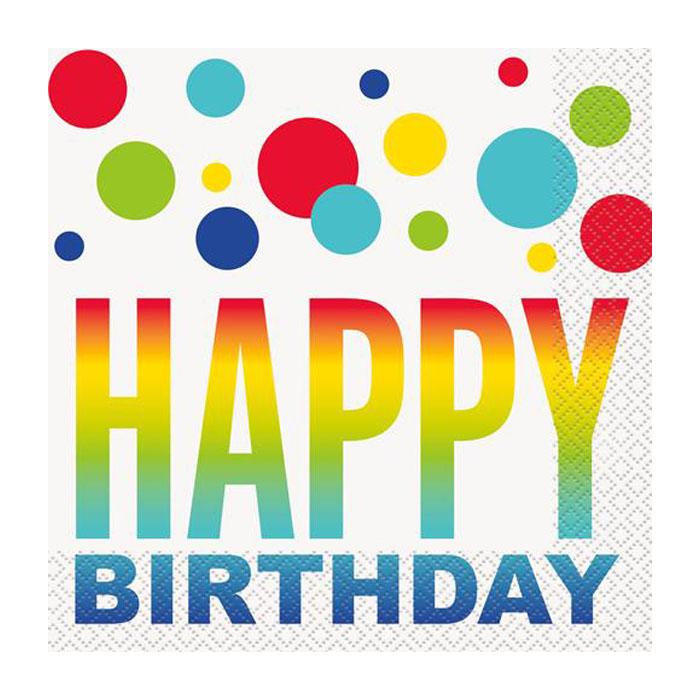Rainbow Dots Happy Birthday Lunch Napkins