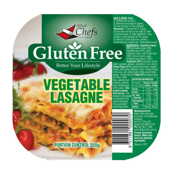 Allied Chefs, Gluten Free Vegetable Lasagne 200g