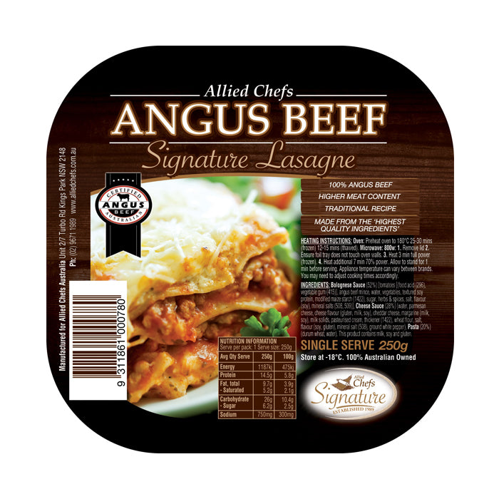 Angus Beef Lasagne 250g | Premium Allied Chef Meal for 1 | The French Kitchen Caste Hill