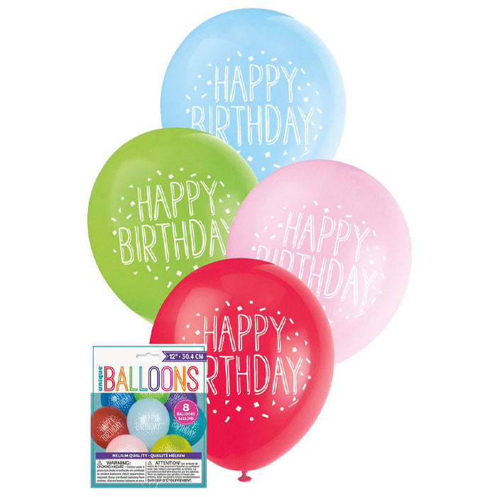 Latex "Happy Birthday" Balloons | 8 pack