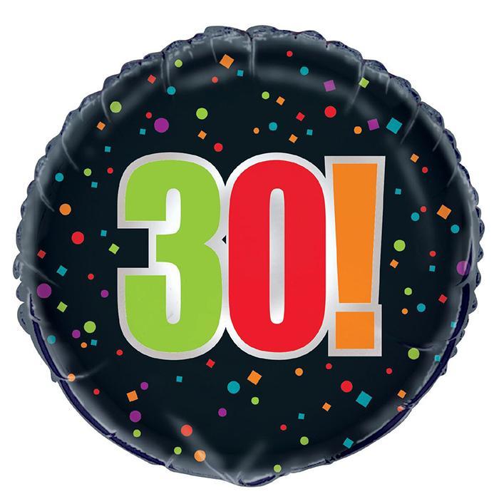 30th Birthday Black Foil Balloon