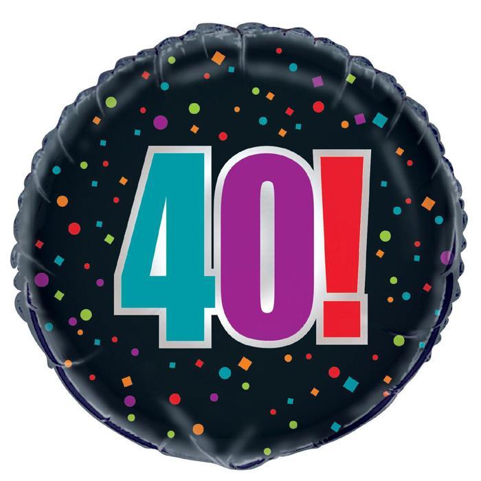 40th Birthday Black Foil Balloon