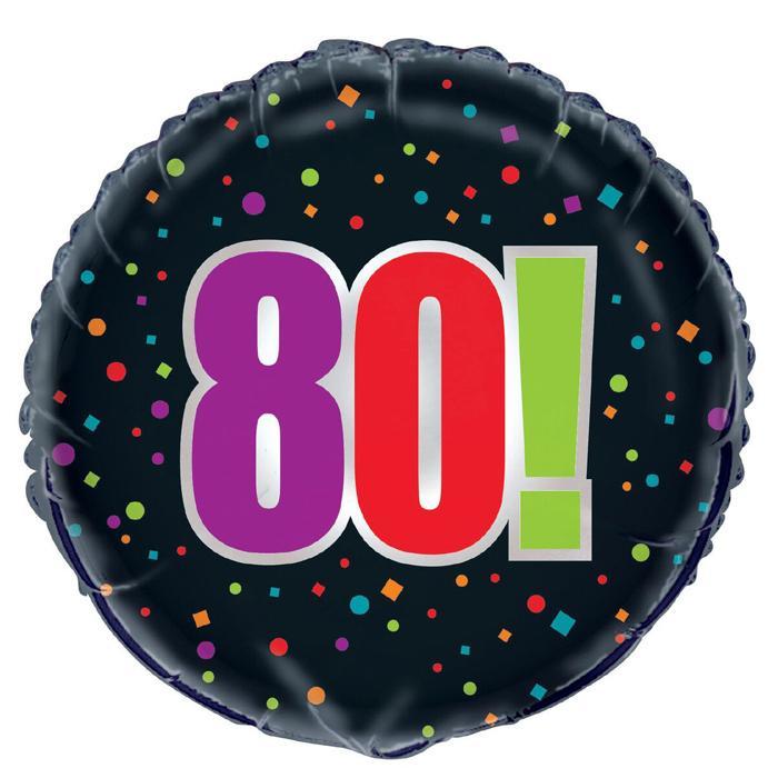 80th Birthday Black Foil Balloon