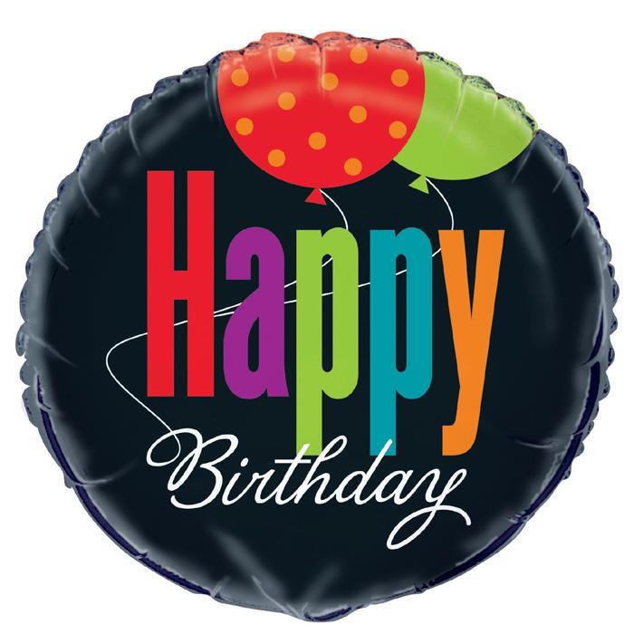 Happy Birthday Black Foil Balloon