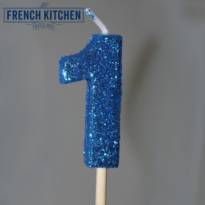 Blue Glitter Candle