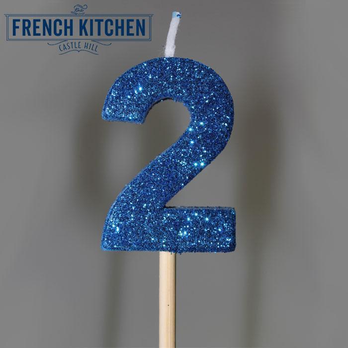 Blue Glitter Candle