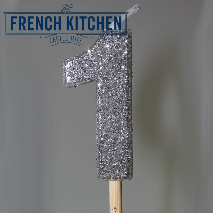 Silver Glitter Candle