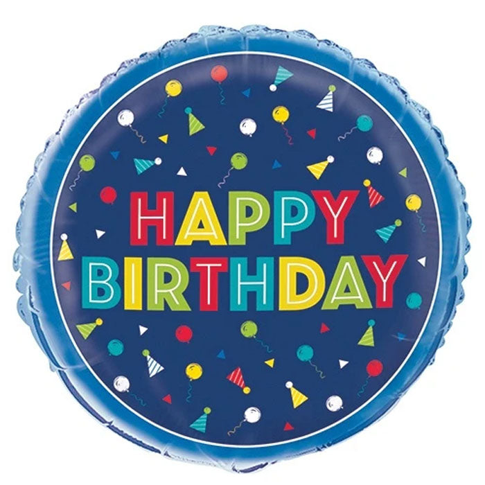 Blue Party Happy Birthday | 18" Foil Balloon