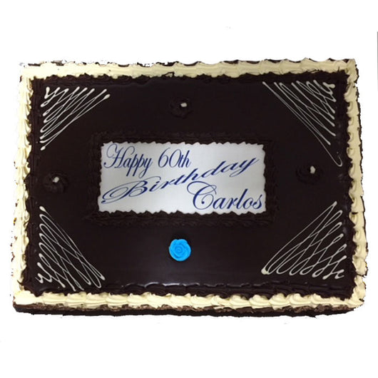 Celebration Full Slab Cake | Script Font Blue | Excellent Value | The French Kitchen Castle Hill