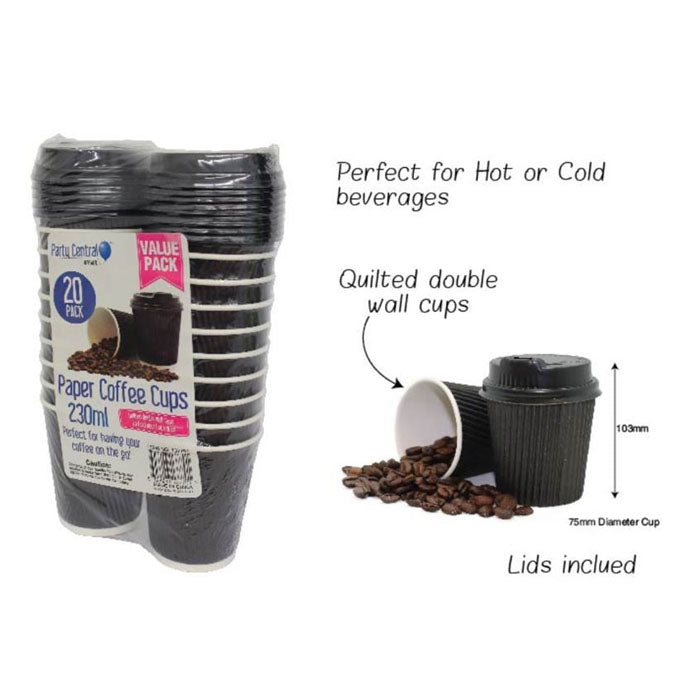 Regular Coffee Cups with Lids | 20 pack