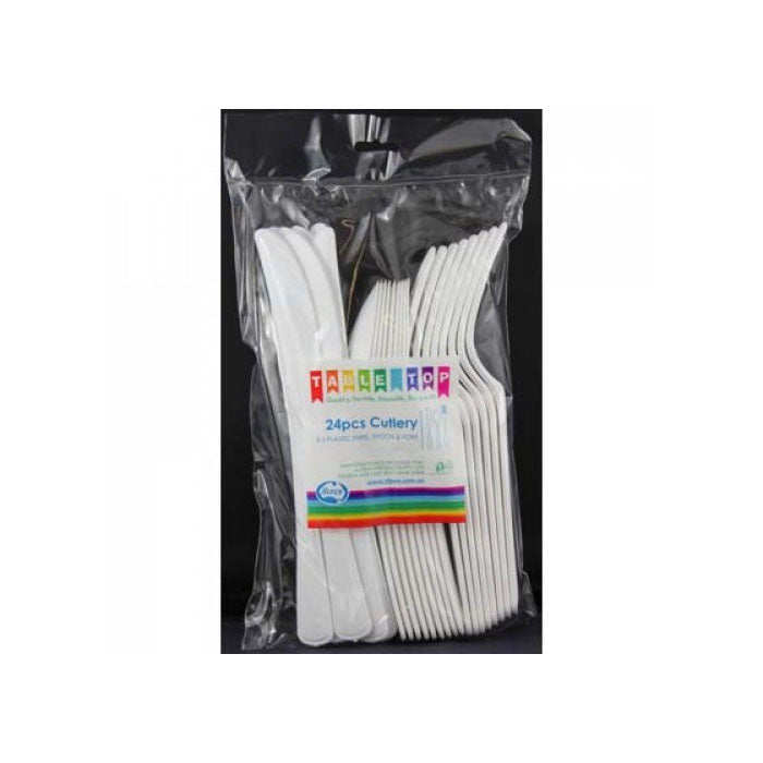 Assorted Plastic Cutlery | 24 pack | White