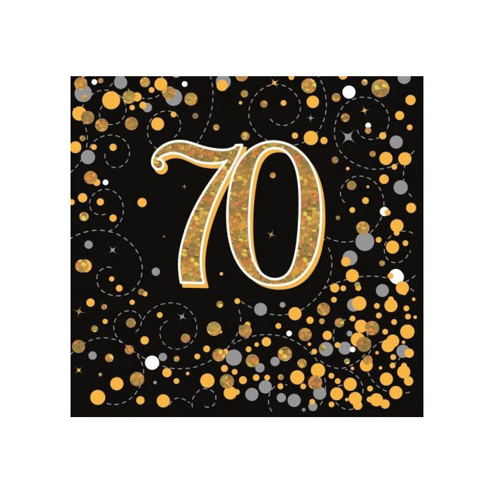 Sparkling Fizz Birthday Napkins | Gold & Black