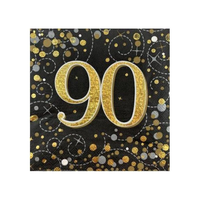 Sparkling Fizz Birthday Napkins | Gold & Black