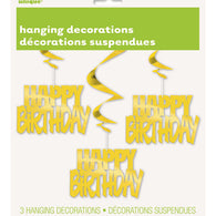 Gold Happy Birthday Hanging Decorations | The French Kitchen Castle Hill