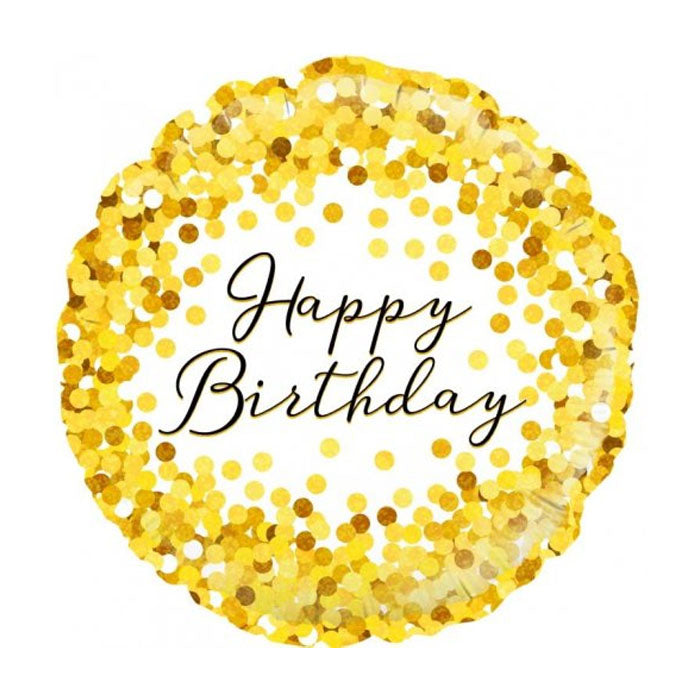 Gold Glitter Happy Birthday | 18" Foil Balloon